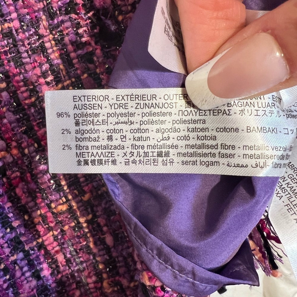 💜💜ZARA PURPLE MULTI METALLIC TEXTURED WEAVE TWEED SKIRT-💜💜NWT - Picture 7 of 16
